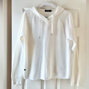 Lauren Ralph Lauren Women’s Knit Pullover Hoodie Sweatshirt White Size XL